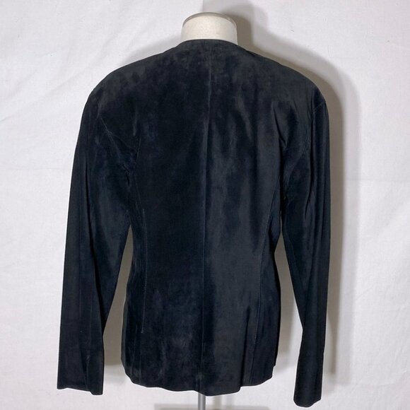 Vintage Danier black suede button front light jacket 90s blazer S - Picture 4 of 13